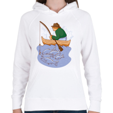 PRINTFASHION Horgász - Női kapucnis pulóver - Fehér női pulóver, kardigán