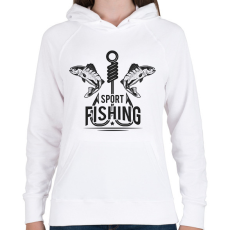 PRINTFASHION horgász - Női kapucnis pulóver - Fehér