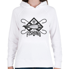 PRINTFASHION horgász - Női kapucnis pulóver - Fehér női pulóver, kardigán