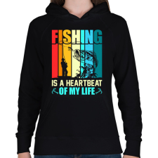 PRINTFASHION horgász - Női kapucnis pulóver - Fekete női pulóver, kardigán