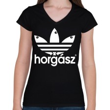 PRINTFASHION Horgász - Női V-nyakú póló - Fekete női póló