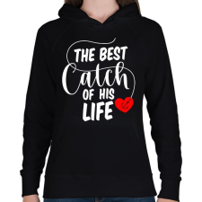 PRINTFASHION Horgász páros - a legjobb fogás 2 - Női kapucnis pulóver - Fekete női pulóver, kardigán