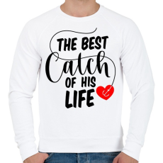 PRINTFASHION Horgász páros - a legjobb fogás - Férfi pulóver - Fehér