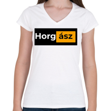 PRINTFASHION Horgász pornhub - Női V-nyakú póló - Fehér női póló