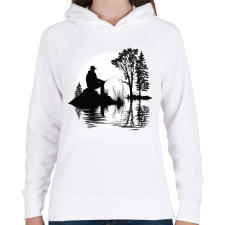 PRINTFASHION Horgász relax - Női kapucnis pulóver - Fehér női pulóver, kardigán