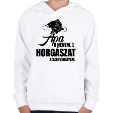 PRINTFASHION Horgász szenvedély - Gyerek kapucnis pulóver - Fehér gyerek pulóver, kardigán