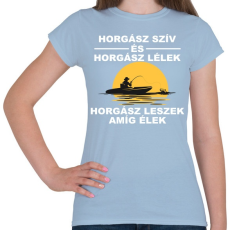 PRINTFASHION Horgász szív - Női póló - Világoskék