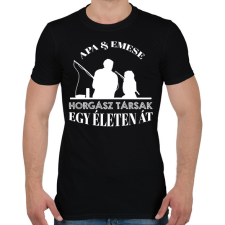 PRINTFASHION Horgász társak - Apa és lány névvel - Férfi póló - Fekete férfi póló