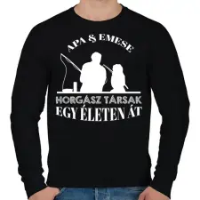 PRINTFASHION Horgász társak - Apa és lány névvel - Férfi pulóver - Fekete férfi pulóver, kardigán