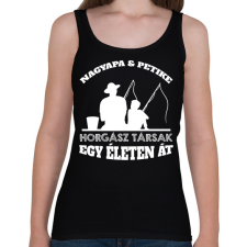 PRINTFASHION Horgász társak - Nagyapa és fiú unok névvel - Női atléta - Fekete női trikó