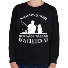 PRINTFASHION Horgász társak - Nagyapa és unoka névvel - Gyerek pulóver - Fekete gyerek pulóver, kardigán