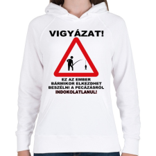 PRINTFASHION HORGÁSZ VESZÉLY - Női kapucnis pulóver - Fehér női pulóver, kardigán