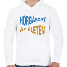 PRINTFASHION Horgászat az életem - halformában - Férfi kapucnis pulóver - Fehér