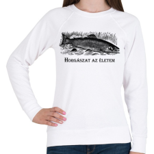 PRINTFASHION Horgászat az életem - Női pulóver - Fehér női pulóver, kardigán