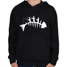 PRINTFASHION Horgászat  - Gyerek kapucnis pulóver - Fekete gyerek pulóver, kardigán