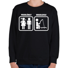 PRINTFASHION Horgászat - probléma megoldva - Gyerek pulóver - Fekete gyerek pulóver, kardigán