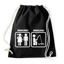 PRINTFASHION Horgászat - probléma megoldva - Sportzsák, Tornazsák - Fekete tornazsák