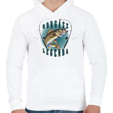 PRINTFASHION Horgászlegenda - Férfi kapucnis pulóver - Fehér férfi pulóver, kardigán