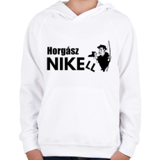 PRINTFASHION HORGÁSZNI KELL - Gyerek kapucnis pulóver - Fehér