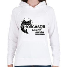 PRINTFASHION Horgászni megyek - Női kapucnis pulóver - Fehér