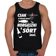 PRINTFASHION Horgászni & sört inni - Férfi atléta - Fekete atléta, trikó