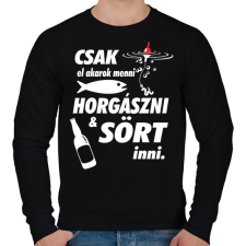 PRINTFASHION Horgászni & sört inni - Férfi pulóver - Fekete férfi pulóver, kardigán
