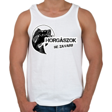 PRINTFASHION Horgászok ne zavarj - Férfi atléta - Fehér