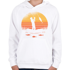 PRINTFASHION Horgászos - Gyerek kapucnis pulóver - Fehér