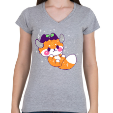 PRINTFASHION Horoszkóp - BIKA - Női V-nyakú póló - Sport szürke