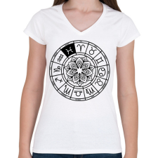 PRINTFASHION horoszkóp halak fekete - Női V-nyakú póló - Fehér női póló