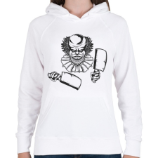 PRINTFASHION Horror bohóc 03 - Női kapucnis pulóver - Fehér női pulóver, kardigán