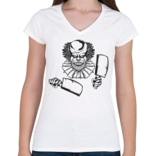 PRINTFASHION Horror bohóc 03 - Női V-nyakú póló - Fehér női póló