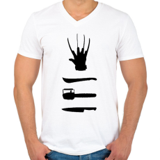 PRINTFASHION Horror - Férfi V-nyakú póló - Fehér