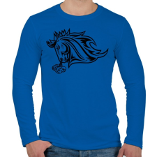 PRINTFASHION Horse Face - Férfi hosszú ujjú póló - Királykék férfi póló