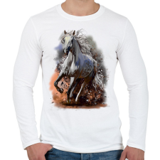 PRINTFASHION horse - Férfi hosszú ujjú póló - Fehér férfi póló