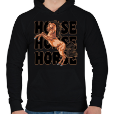 PRINTFASHION horse - Férfi kapucnis pulóver - Fekete férfi pulóver, kardigán