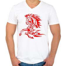 PRINTFASHION horse - Férfi V-nyakú póló - Fehér férfi póló