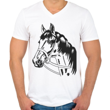 PRINTFASHION Horse - Férfi V-nyakú póló - Fehér férfi póló