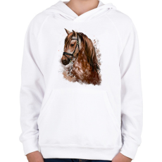 PRINTFASHION Horse - Gyerek kapucnis pulóver - Fehér