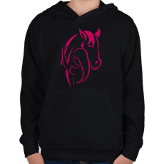 PRINTFASHION horse - Gyerek kapucnis pulóver - Fekete