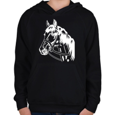 PRINTFASHION Horse - Gyerek kapucnis pulóver - Fekete gyerek pulóver, kardigán