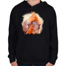 PRINTFASHION horse - Gyerek kapucnis pulóver - Fekete gyerek pulóver, kardigán