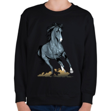 PRINTFASHION Horse - Gyerek pulóver - Fekete