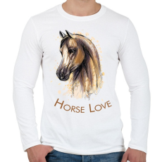 PRINTFASHION Horse Love - Férfi hosszú ujjú póló - Fehér