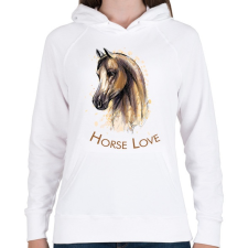 PRINTFASHION Horse Love - Női kapucnis pulóver - Fehér női pulóver, kardigán