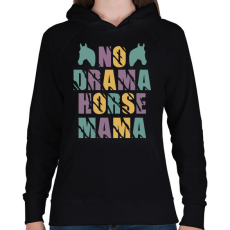 PRINTFASHION Horse mama - Női kapucnis pulóver - Fekete