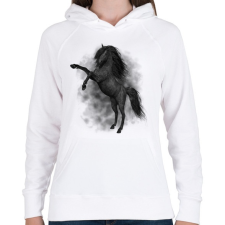 PRINTFASHION horse - Női kapucnis pulóver - Fehér női pulóver, kardigán