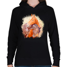 PRINTFASHION horse - Női kapucnis pulóver - Fekete női pulóver, kardigán