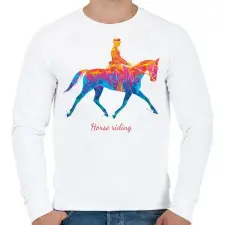 PRINTFASHION Horse riding - Színes - Férfi pulóver - Fehér férfi pulóver, kardigán