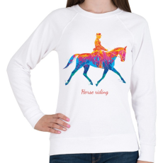 PRINTFASHION Horse riding - Színes - Női pulóver - Fehér